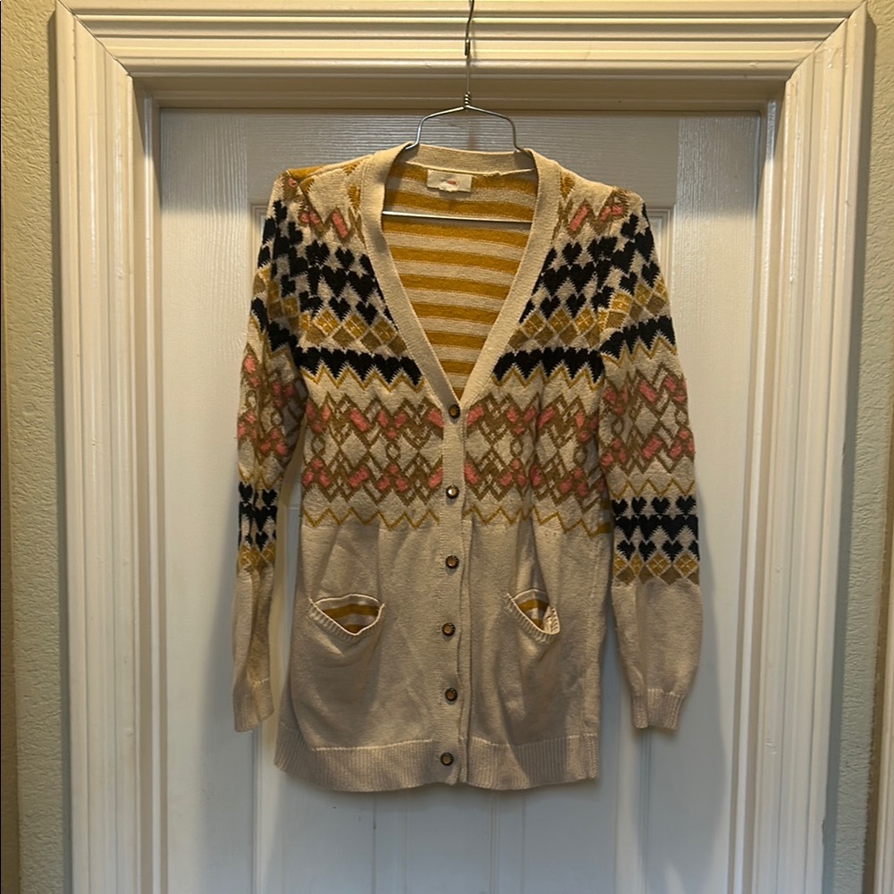 Anthropologie preppy “fair aisle” Cardigan Sweater